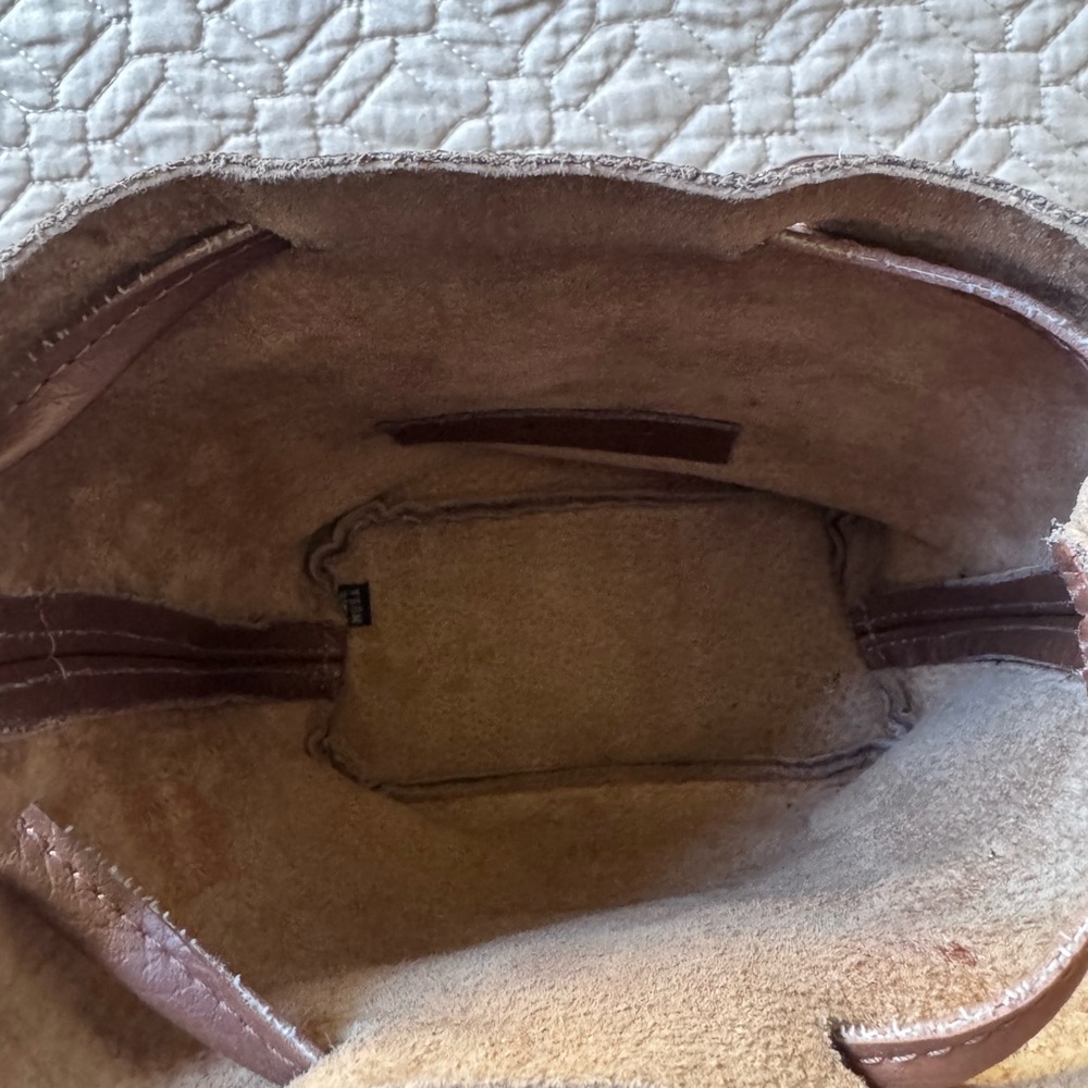 Shaffer Greta Mini Crossbody  Brown Leather Bucket Bag - Picture 3 of 6